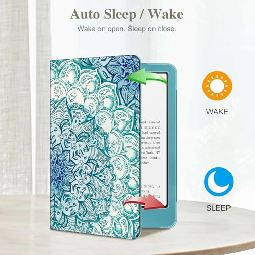 Image of Fintie Case for 7 inch /6.8 inch Kindle Paperwhite(12th /11th Generation-2024 /2021) and Kindle Colorsoft Signature Edition -Slim Foldable Stand Cover Auto Wake /Sleep for Paperwhite 2024,Emerald Illusions