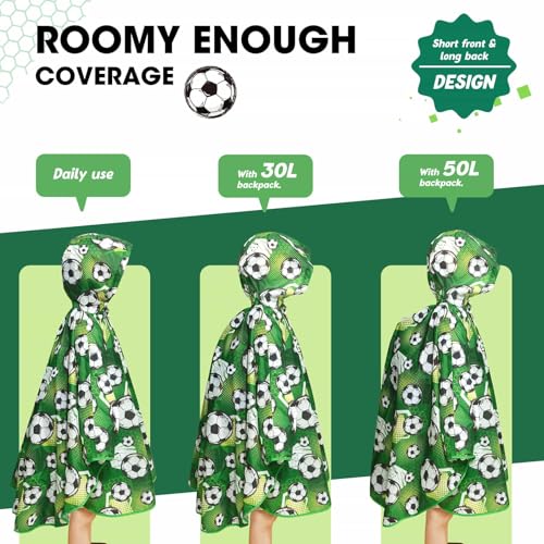Image of WAWSAM Lightweight Rain Poncho Kids, Ponchos for Kids Waterproof Reusable Hooded, Kids Poncho Rain Jacket for Boys and Girls
