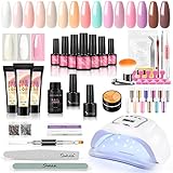 [Múltiples Opciones]: Excepto 15 botellas de esmalte de uñas, agregamos 3 poly nail gel con colores clásicos, lo que puede hacer que tenga más opciones y una experiencia interesante. Este kit también tiene 6 piezas de polvo de brillo para decoración