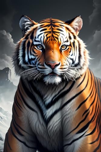 Broderie Diamant Painting Kits Loisirs Créatifs Adultes : tigre jaune 5D grand format 100x180