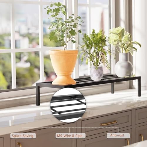 Image of Giore 24 Inch Heavy-Duty Thick Metal Plant Stand (Set Of 4) /Plant Stand for Indoor & Outdoor | Plant Stand for Balcony, Garden /Patio, Apartment /Home Decoration | Anti Rust Plant Shelf | Metal Planter Black