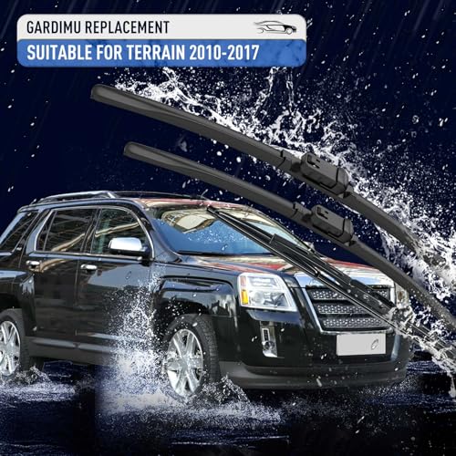 Image of Front and Rear Windshield Wipers for GMC Terrain 2010-2017 | Quiet and Streak-Free Front and Back Wiper Blades Assembly All-Season OEM Automotive Replacement Accessories