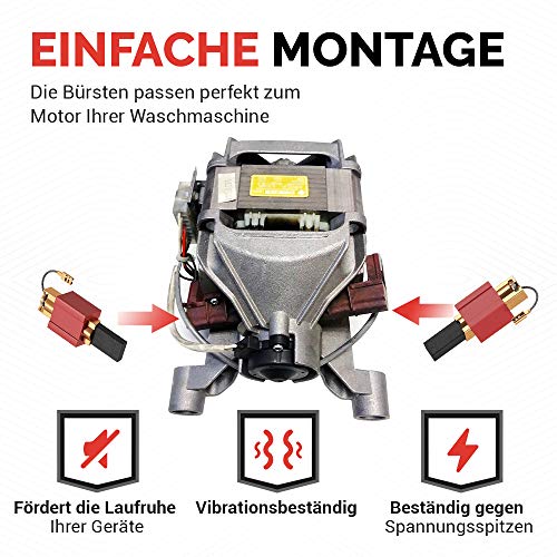 VIOKS 2x Motorkohlen Set Ersatz für Mielе Kohlebürsten 4297413/4297414 /4297410 - Kohlestifte mit Halter 4,8 mm AMP 5 x 15 x 29,5/27mm / Ersatz Kohlebürsten für Waschmaschine Trockner W700 W961