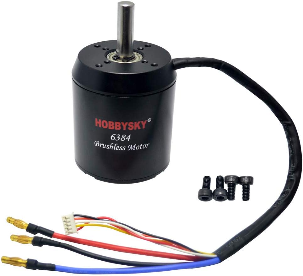 Hobbysky 6384 150KV 170KV 190KV Brushless Outrunner Motor Belt Drive Motor Sensored & Sensorless Motor with Closed Cover for DIY Electric Skateboard Electric Bike Mini Scooter Surfboard