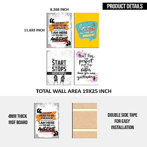 Image of PAPER PLANE DESIGN Poster Frames Quotes Size- 8.25 x 11.75 inch, Set of 4, Motivational (G)