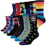 Men's Pattern Dress Funky Fun Colorful Socks 12 Assorted Patterns Size 10-13 (Variation Z)