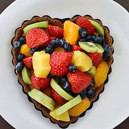 Qtoikce Mini Tart Pan Set For Baking,4-Pieces 4 Inch Small Heart-Shape Carbon Steel Tart Tins,Non-Stick Carbon Steel Quiche Pan With Removable Bottom For Quiche Cheese Cakes And Desserts #TOP2