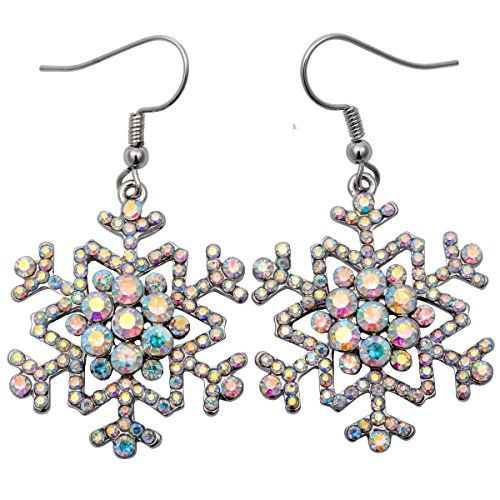 Stephenie Women's Snowflake Dangle Drop Earrings Christmas Holidays Ornaments Crystal Jewelry Gifts