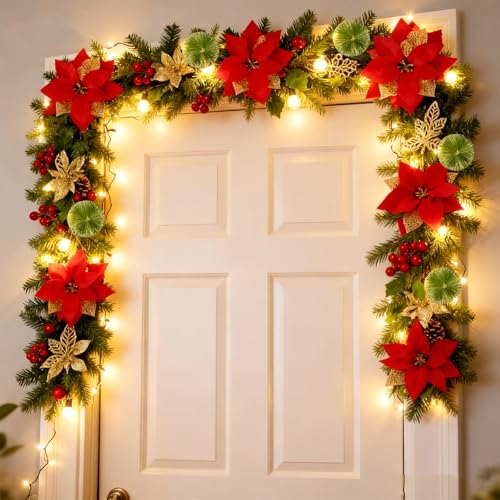 BORDEAG Guirnalda de Navidad con iluminación