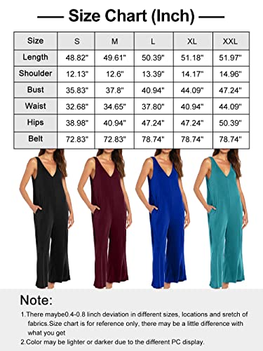 Sucolan Summer Jumpsuit For Women Wide Leg Romper One Piece Outfits For Women Sleeveless Tank Jumpsuits For Women Wine Red L #TOP5