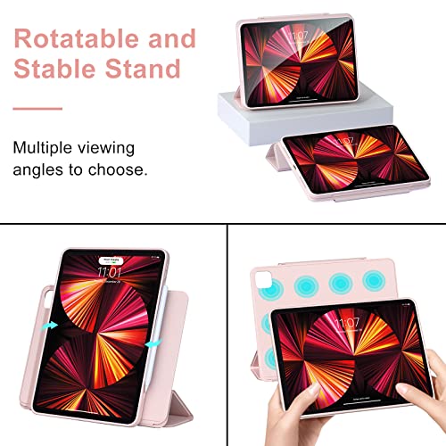 ZENLU iPad Pro 11" M4 M5 Case with Removable Magnetic Folio Cover, Premium PU Leather, Multiple Angles Stand, Pencil Slot Charging Support, Full Protective Case for iPad Pro 11" 2025 2024 (Pink) by ZENLU - Used condition - Image 4
