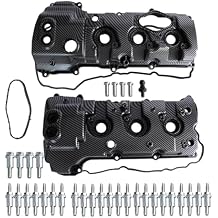 MITZONE Aluminum Valve Cover Set Left and Right Compatible with Ford F-150 Expedition Transit Navigator 2013-2023 3.5 Turbo Carbon Strip Type