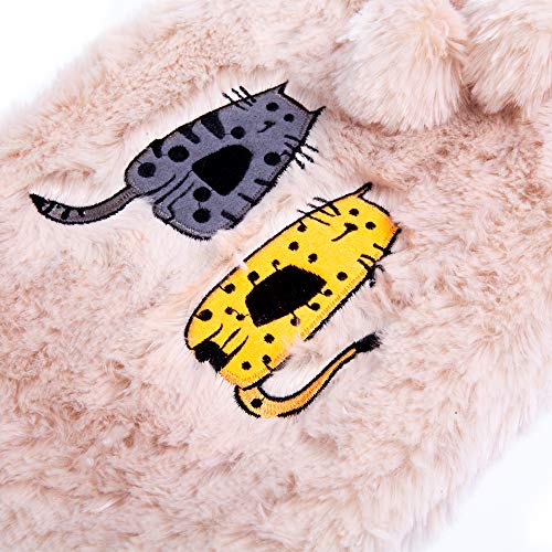 Kruik, BiggDesign Cats, Warmwaterkruik, Warmwater Kruik met Hoes, Super zachte luxe Pluche… (Beige Cats) - Image 3