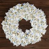 Thiccywoov 16 Inch Christmas Iridescent Ball Wreath for Front Door Christmas Ornament Garland Decoration Wreath Iridescent Xmas Door Decorative Hanging Ornaments for Holiday Window Party Decor