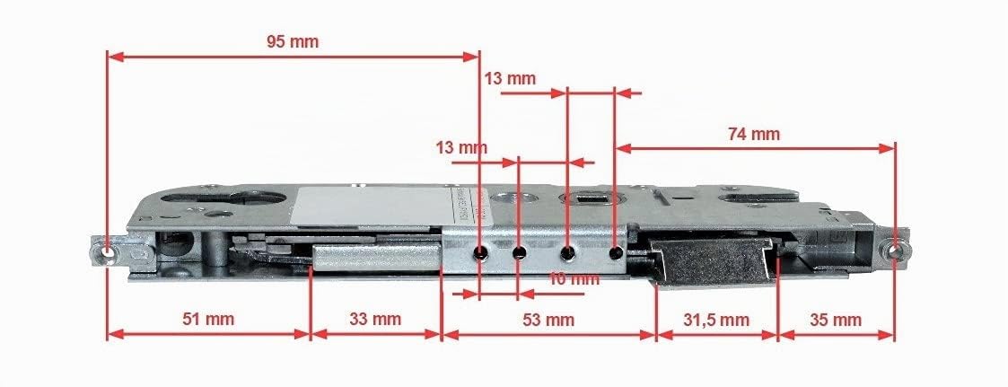 GU Secury Automatic Reparatur Schlosskasten Hauptschloss 6-28476-CE-0-1 oder auch K-20044-JJ-0-1, Dornmaß: 65mm (62mm) / Entfernung: 92mm, incl. SN-TEC® Montagematerial & SN-TEC® Montageanleitung