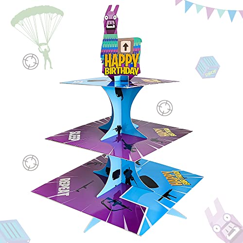 Image of Video Game Birthday Party Supplies, 3 Tier Video Games Cupcake Stand for Boys Game Fans Birthday Decorations Baby Shower Game Party Favors