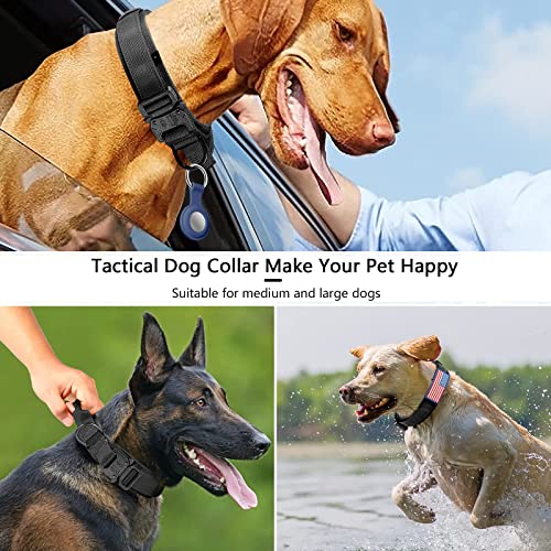 DAGANXI Tactical Dog Collar, Adjustable Military Training Nylon Dog Collar with Control Handle and Heavy Metal Buckle for Medium and Large Dogs, with Patches and Airtags Case (L, Black) by DAGANXI - Image 6