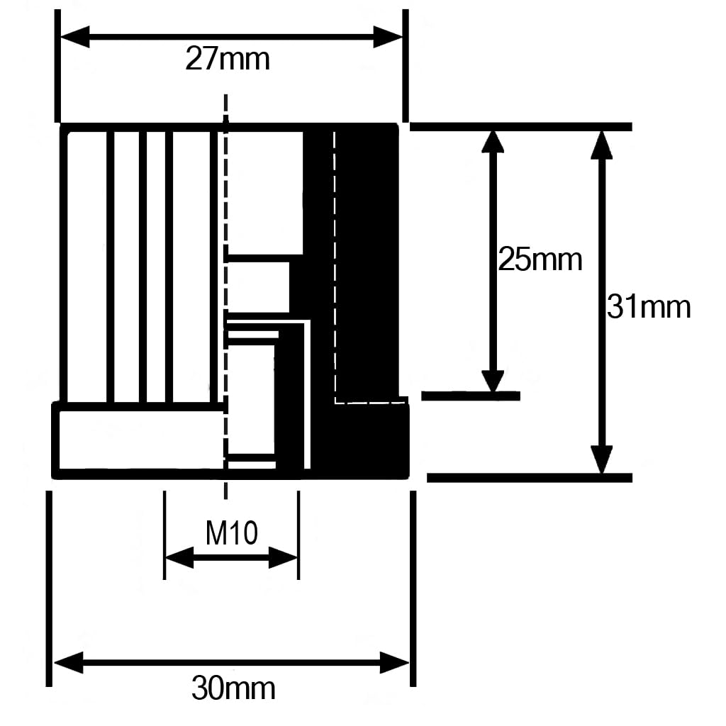 Patas de nivelación de acero inoxidable M10x70 base de plástico + inserciones 30x30 M10 1.5mm 500kg