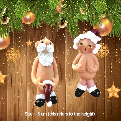YOOYEH Christmas Naughty Santa Christmas Ornament Decorations 8CM Stocking Cap Santa Ornament Naked Santa Decorative Xmas Decor Ornaments Party Gifts (Large) - Image 3