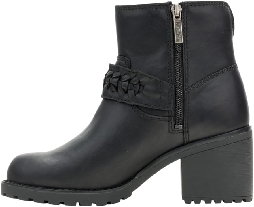 Harley-Davidson Footwear Womens Kitty Harness Casual Boots Ankle Mid Heel 2-3" - Black