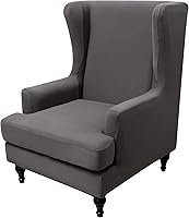 Vista 48 de Eco-Ancheng Funda para silla Wingback, 2 piezas, respaldo de ala, fundas de elastano para sillón con respaldo de ala, fundas para sillón con parte