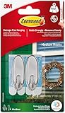 Command Clear Medium Hooks, 2 Hooks + 4 Adhesive Strips - Outdoor Use - Transparent - Adhesive Hooks for Hanging Christmas Decorations Damage Free - Image 1