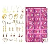 Weihnachtsschmuck Advent, 24 Tage Handgelenkschmuck mit festlichem Design, Advents-Countdown-Kalenderring mit stilvollem Display, für Frauen, Mädchen, Damen, Frauen, Mütter, Freundinnen, Modeliebhaber