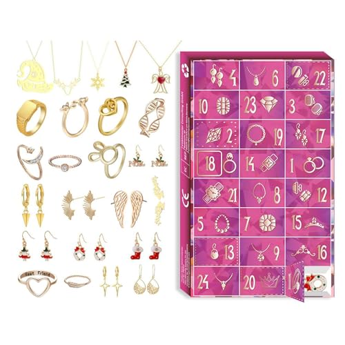 2025 Juladventsmycken - 24 dagar elegant ring, hängande örhängen för kalender, för flickor, kvinnor, mödrar, vänner, vinter, julklapp, familjeaktivitet