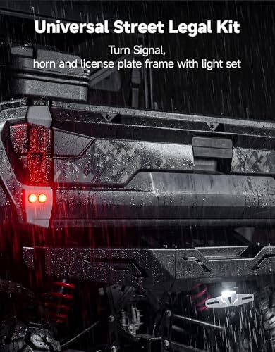 Image of KEMIMOTO UTV Turn Signal Light Kit with 110D Horn, UTV ATV Blinker with Rocker Switch Compatible with Polaris, Can-Am, Teryx, CFMOTO (4 Amber & 4 Red Light, with Horn & License Plate Holder)