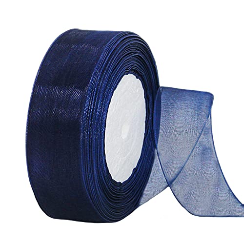 Nastro in organza blu scuro trasparente da 38 mm per confezioni regalo