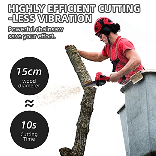 Pafieo Akku Kettensäge 6 Zoll, Mini Kettensäge mit Akku, mit 2 Batterien, 2 Ketten und Sicherheitsschloss, Akku… – Bild 4