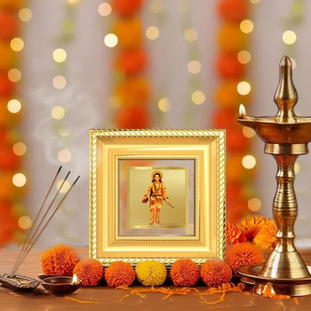 Image of DIVINITI Baba Gorakhnath 24K Gold Plated Foil Tabletop Photo Frame for Home Decor, Puja Room, Luxury Gifting | DG Frame 015 S1A (10x10 CM)