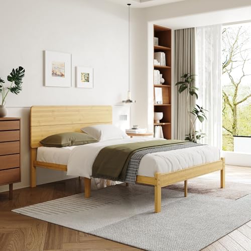 Goltriever 14 Inch Solid Bamboo Wood Queen Bed Frame with