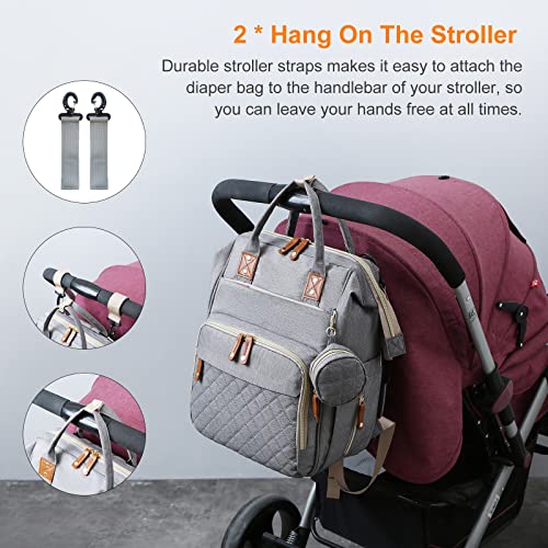 Image of Diaper Bag with Changing Station, Baby Backpack with Foldable Changing Pad | Waterproof Large Backpack for Mom & Dad, USB Charging Port,Baby Shower Gifts for Mom Dad Girl Boy, Baby Registry Search,Grey