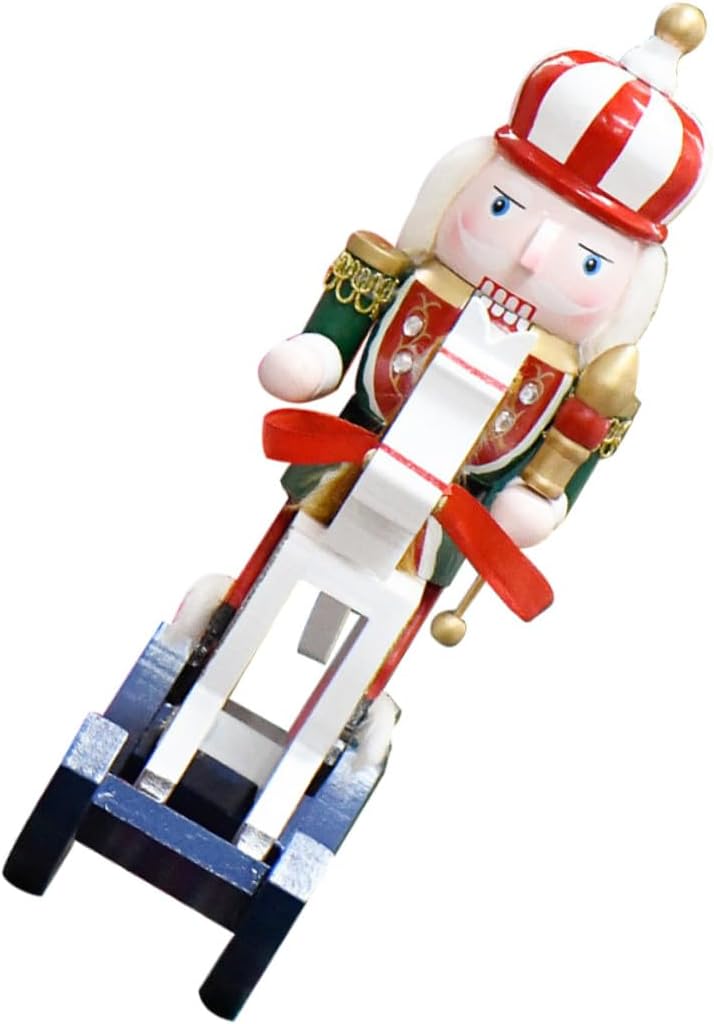 30cm Wooden Christmas Nutcracker Soldier Figurine Red Rocking Horse Tabletop Nutcracker Decorations Traditional Holiday Home Décor