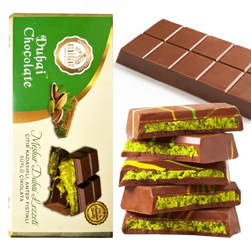 Dubai Chocolate Bar Pistachio, Viral Knafeh Chocolate Bar with Pr...