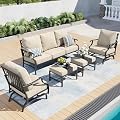 SUNSHINE VALLEY 5-Piece Metal Wrought Iron Outdoor Conversation Set, 7 Seats