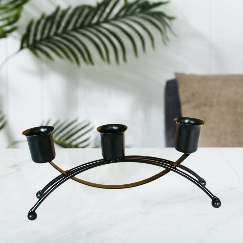 HTTGDGDH 3 Heads Candle Candlestick Holder For Taper Candles, Metal Candelabra For Wedding, Dinning,D-19x5x8.5cm