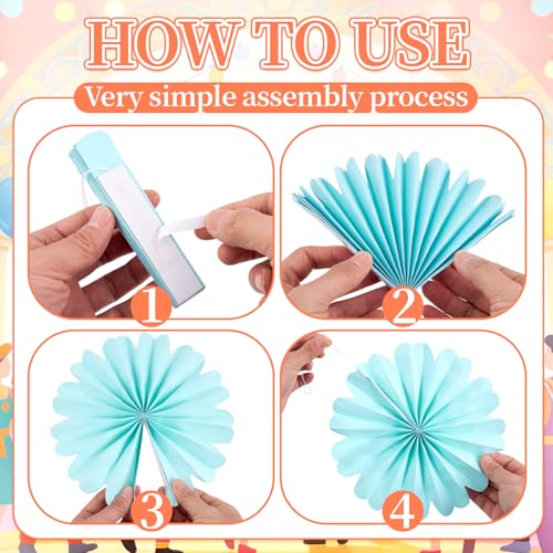 Image of Easy Joy Paper Flowers Decorations for Wall 10 PCS Paper Fans Fiesta Party Decorations Mexican Party Decorations for Girl Classroom Groovy Birthday Baby Shower Wedding Room Wall Hanging Decor