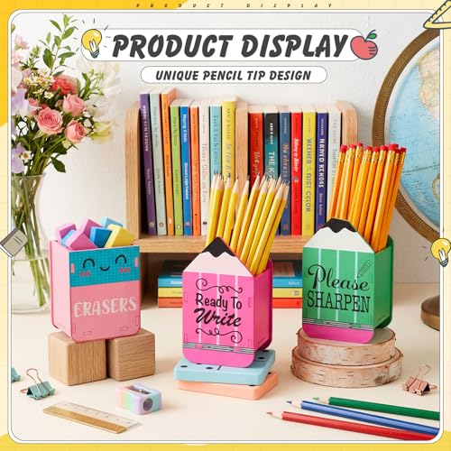Image of DoubleFill 3 Pcs Sharp Dull Pencil Holder, Pink Green Ready to Write