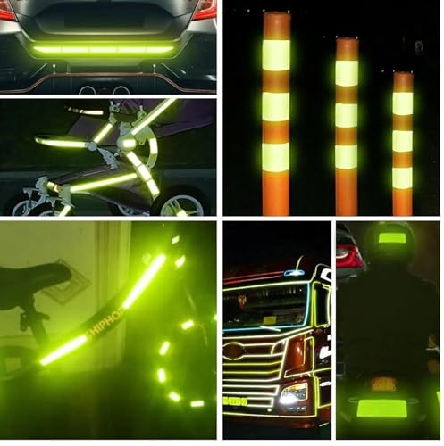 Image of WALLMATE Dual Shade Reflective Radium Strip for Car & Bike Waterproof Self Adhesive, Safety Sticker, Night Glow Tape for Helmet, Scooter & Cycle Decoration (Green-Silver, 0.5 In x 45 Mtr (1771 in))