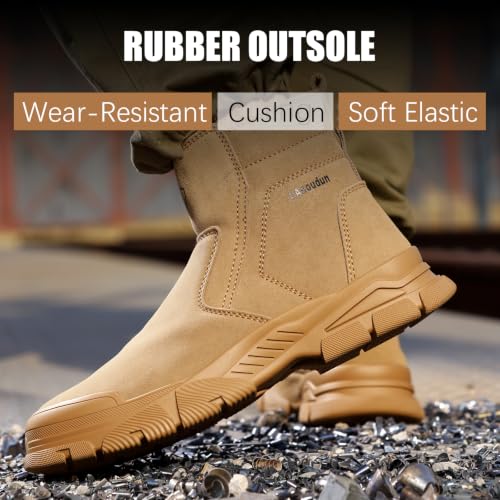 GLANOUDUN Zipper Steel Toe Boots
