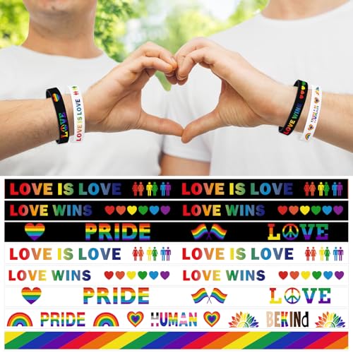 Image of JUNEBRUSHS 64pcs Pride Silicone Bracelets Pride Accessories Decorations