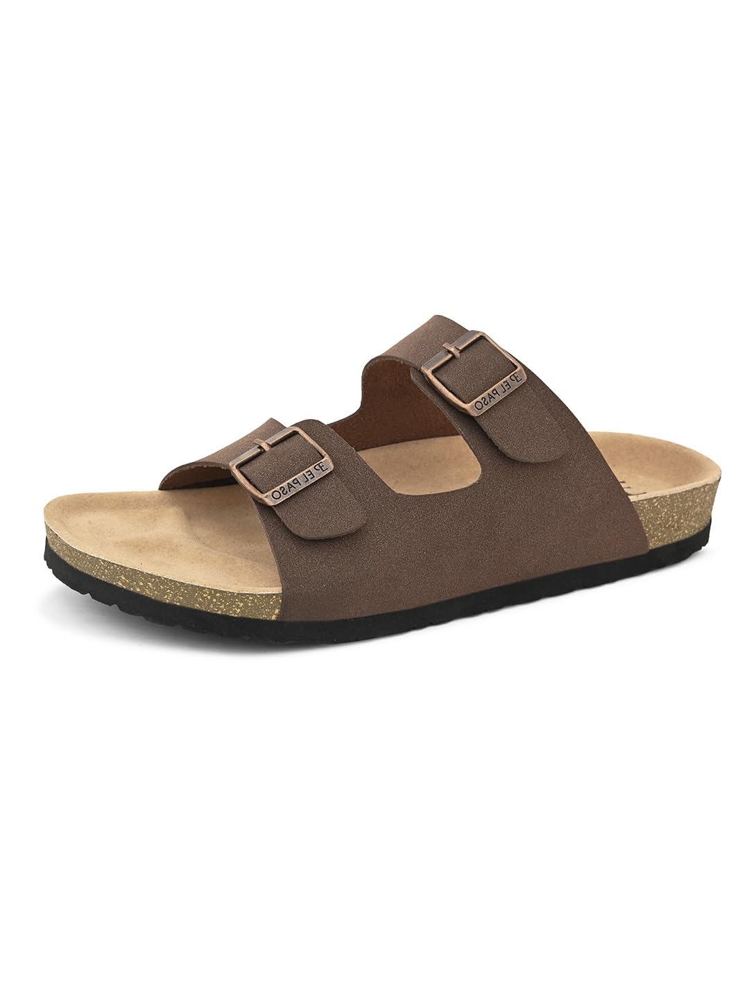 EL PASO Mens Brown Leather Open Toe Cork Sole Sandal Slippers - 8 UK (B0DG62GK82) Amazon Price History, Amazon Price Tracker