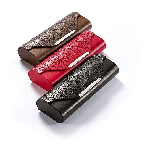 Fefi Custodia rigida per occhiali, effetto pelle