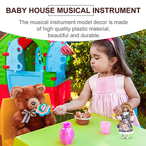 Balacoo 4Pcs Mini Plastic Musical Instrument Dollhouse Trumpet Saxophone Miniature Dollhouse Model Gold Christmas Tree Hanging Decor #TOP2