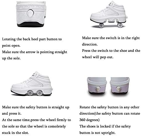 KOFUBOKE 2-in-1 Roller Skates & Sneakers Unisex Retractable Wheels Outdoor Fun & Fitness Kick Roller Shoes - 4