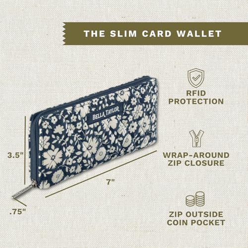 Bella Taylor Slim Card Wallet for Women, Bicolor Floral Navy by Bella Taylor - Used condition - Image 3