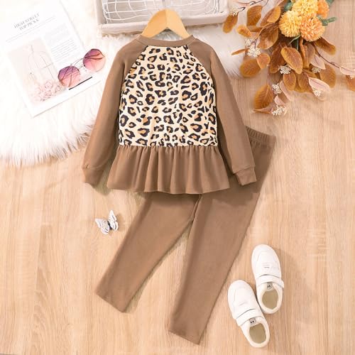 Image of DDSOL Toddler Girl Clothes Raglan Sleeve Peplum Top Heart Embroidery Pant Set Fall Winter Clothing 2-8 Years