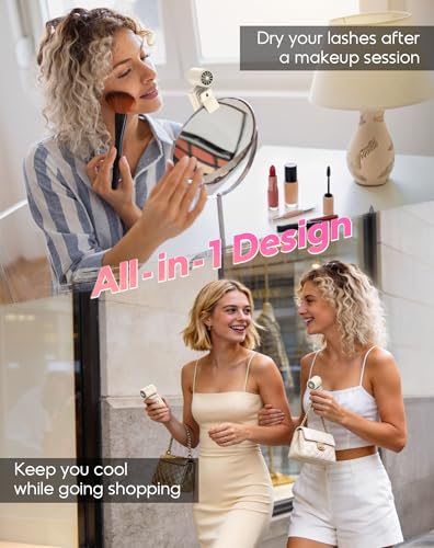Image of Portable Clip-On Mini Fan, Hands-Free, Turbo Personal Handheld Fans Rechargeable w / 4 Wind & LED Display, Pocket Size Summer Cooling Essentials for Travel /EyeLash /Beach /Concert, Gifts for Women(Ivory)